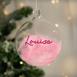 (image for) Personalised Pink Feather Bauble