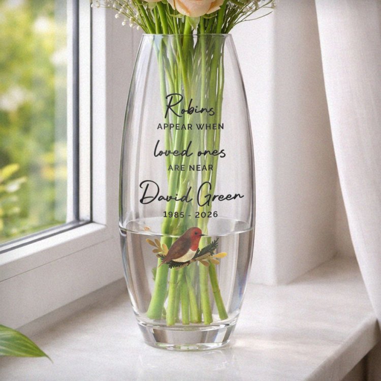 Modal Additional Images for Personalised Robins Appear Bullet Vase
