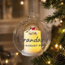 (image for) Personalised Robin Memorial LED Candle Bauble