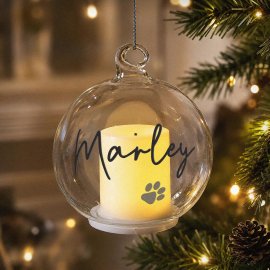 (image for) Personalised Pawprint Memorial LED Candle Bauble