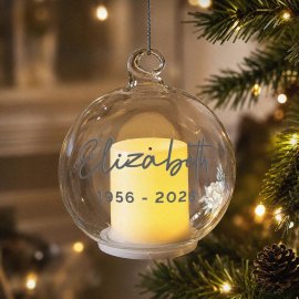 (image for) Personalised Floral Memorial LED Candle Bauble