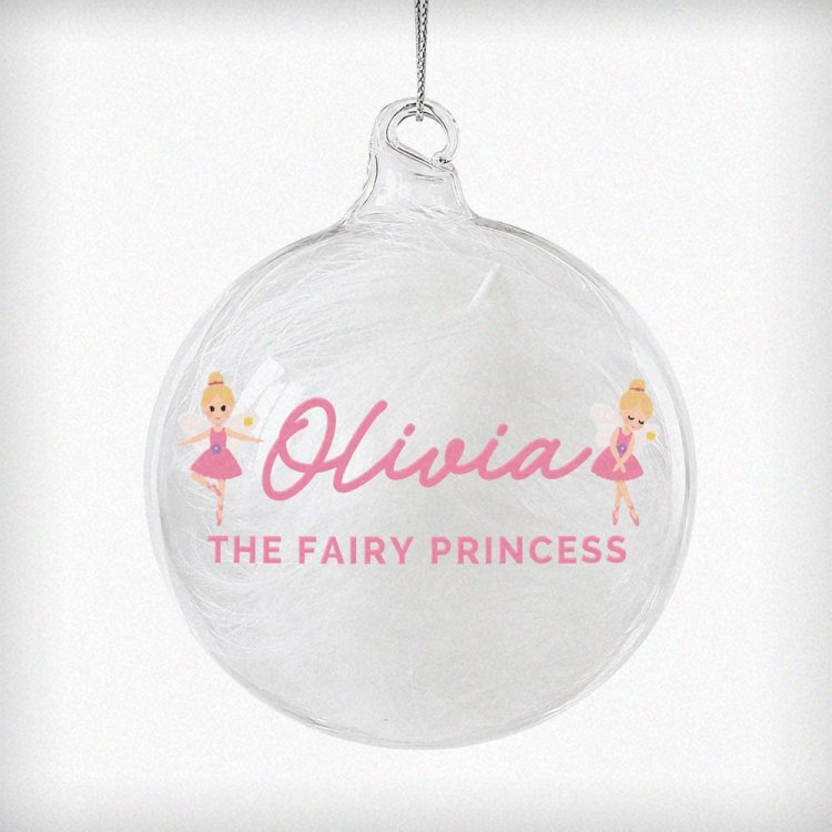 Modal Additional Images for Personalised Fairy White Feather Bauble