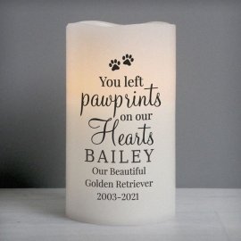 (image for) Personalised Pawprints On Our Hearts LED Candle