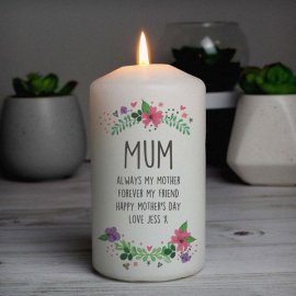 (image for) Personalised Floral Pillar Candle