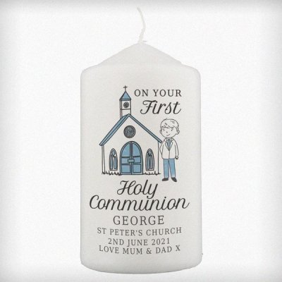 (image for) Personalised Boys First Holy Communion Pillar Candle
