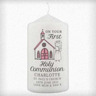 (image for) Personalised Girls First Holy Communion Pillar Candle