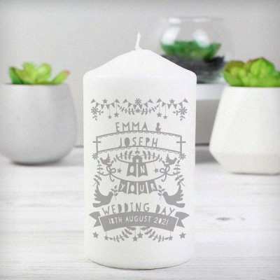 (image for) Personalised Grey Papercut Style Pillar Candle