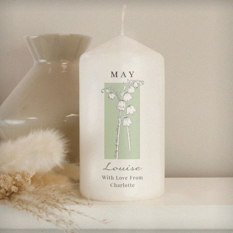 Modal Additional Images for Personalised Birth Flower Pillar Candle