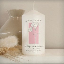 (image for) Personalised Birth Flower Pillar Candle