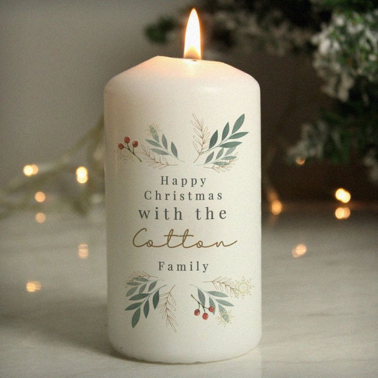 Modal Additional Images for Personalised Christmas Foliage Pillar Candle