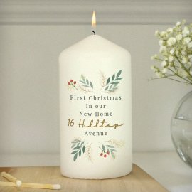 (image for) Personalised Christmas Foliage Pillar Candle