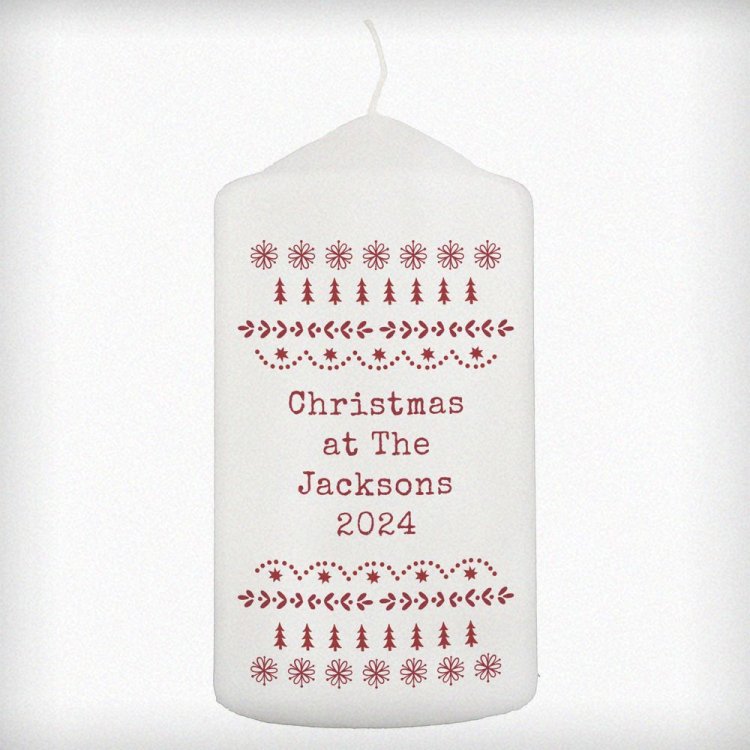 Modal Additional Images for Personalised Christmas Fair Isle Pillar Candle