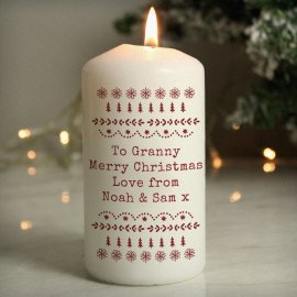 (image for) Personalised Christmas Fair Isle Pillar Candle