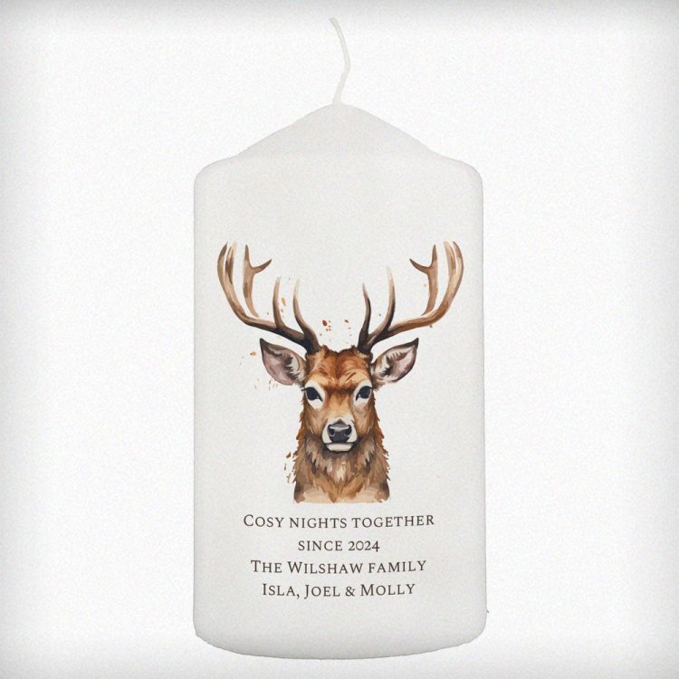 Modal Additional Images for Personalised Watercolour Stag Pillar Candle