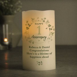 (image for) Personalised Botanical Anniversary LED Candle
