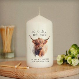 (image for) Personalised Highland Cow Pillar Candle
