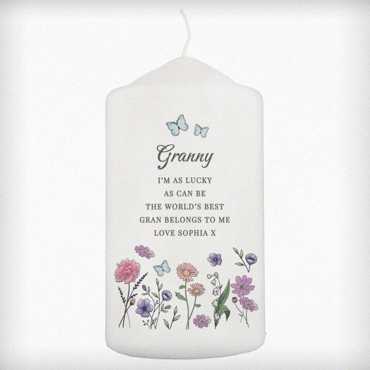 Modal Additional Images for Personalised Wild Flowers Pillar Candle