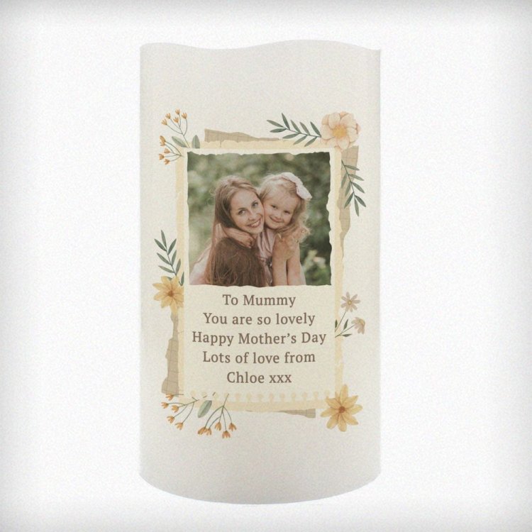 Modal Additional Images for Personalised Wild Flowers Photo Upload LED Candle