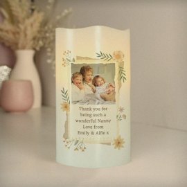 (image for) Personalised Wild Flowers Photo Upload LED Candle
