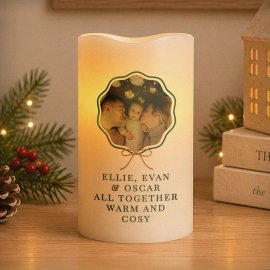 (image for) Personalised Scallop Bow Photo Upload LED Candle