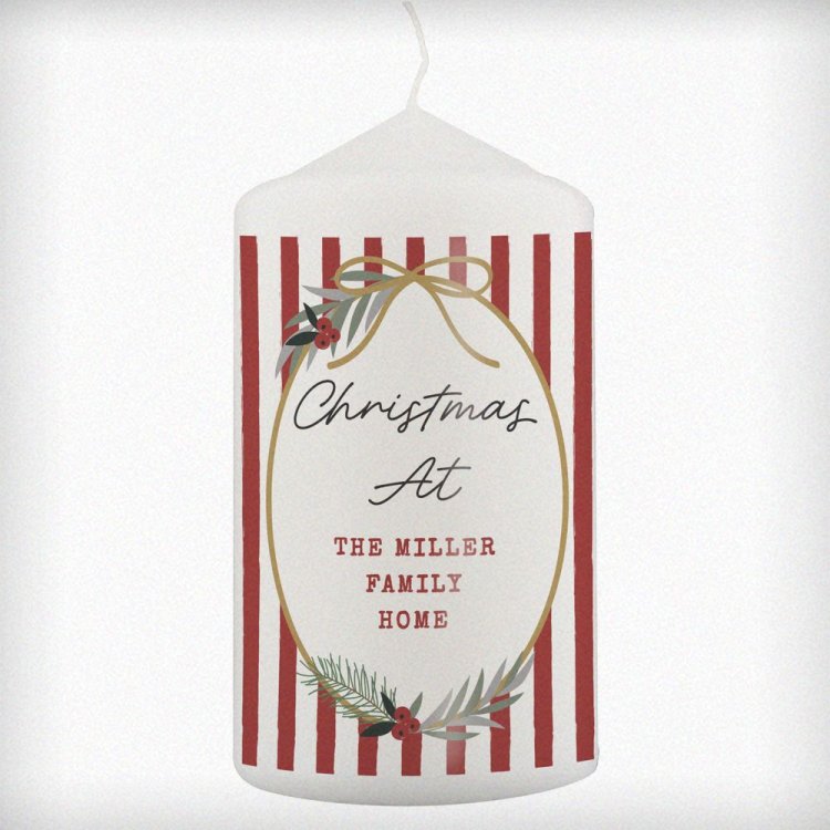 Modal Additional Images for Personalised Candy Cane Stripe Pillar Candle
