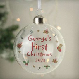 (image for) Personalised First Christmas Glass Bauble