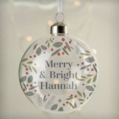 (image for) Personalised Festive Christmas Glass Bauble