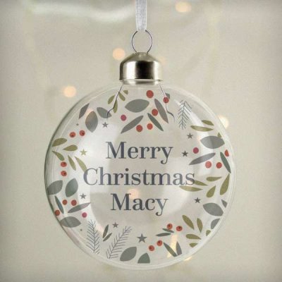 (image for) Personalised Festive Christmas Glass Bauble
