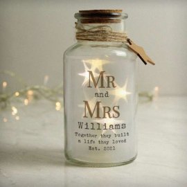 (image for) Personalised Mr & Mrs LED Glass Jar