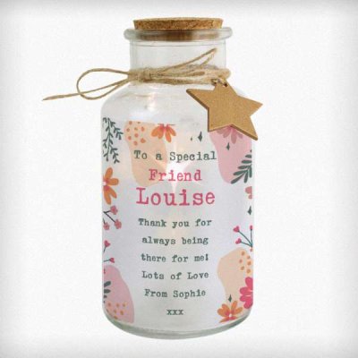 (image for) Personalised Floral LED Glass Jar