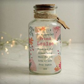 (image for) Personalised Floral LED Glass Jar