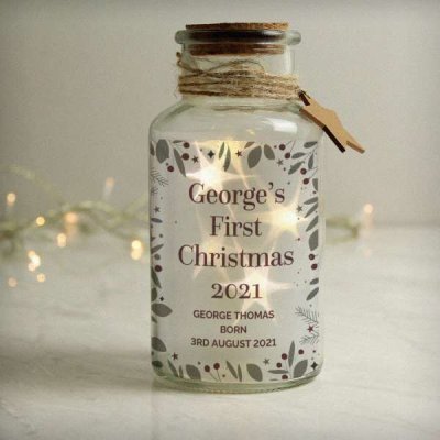 (image for) Personalised Festive Christmas LED Glass Jar