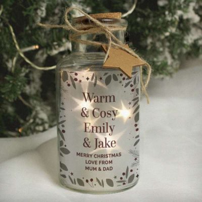 (image for) Personalised Festive Christmas LED Glass Jar