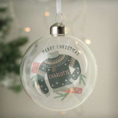 (image for) Personalised Cosy Christmas Glass Bauble