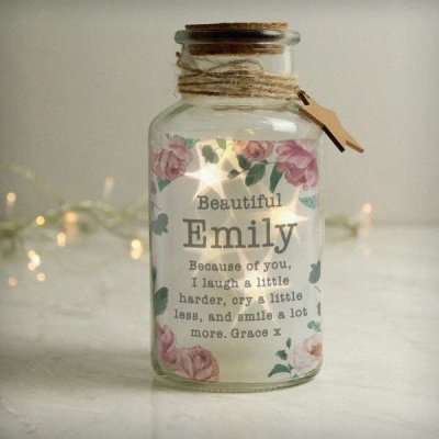 (image for) Personalised Floral Watercolour LED Glass Jar