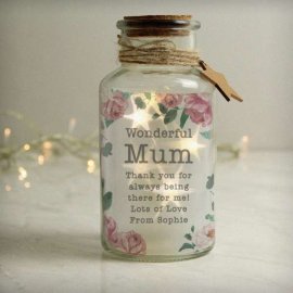 (image for) Personalised Floral Watercolour LED Glass Jar