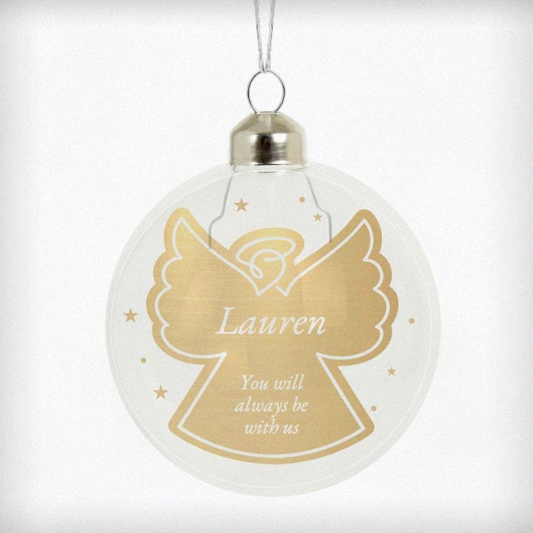 Modal Additional Images for Personalised Gold Angel Name Only Glass Bauble