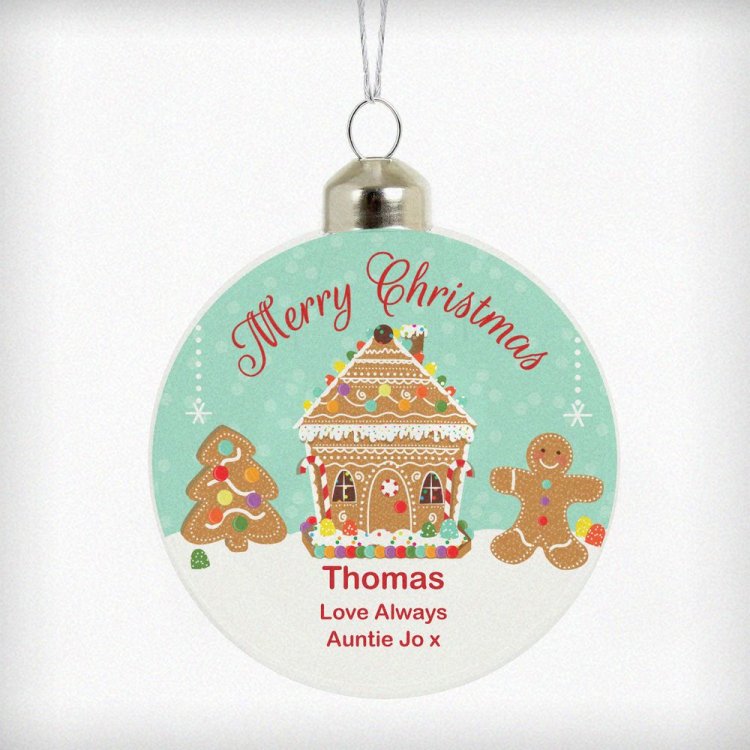 Modal Additional Images for Personalised Gingerbread House Christmas Glass Bauble