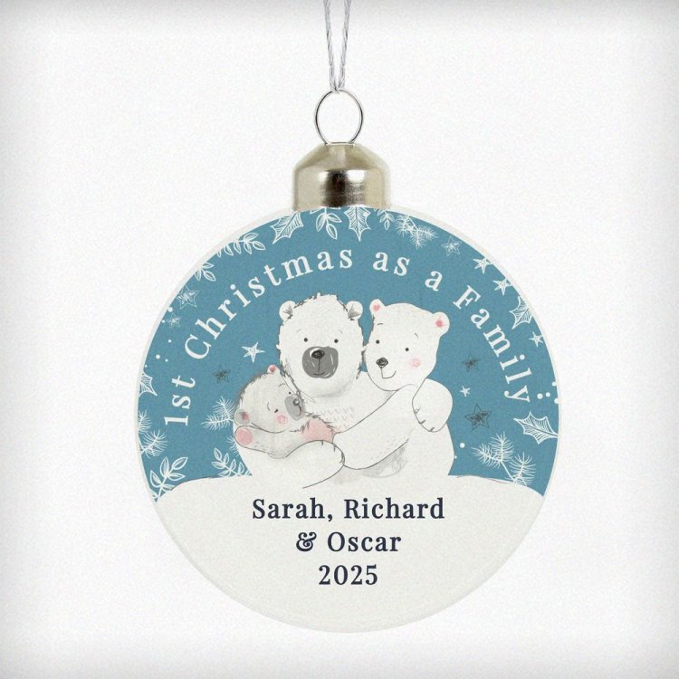 Modal Additional Images for Personalised First Christmas as a Family Glass Bauble