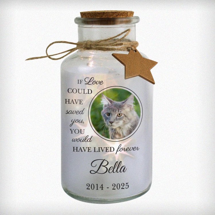 Modal Additional Images for Personalised Pet Memorial Photo Upload LED Light Up Jar