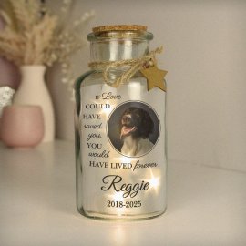 (image for) Personalised Pet Memorial Photo Upload LED Light Up Jar