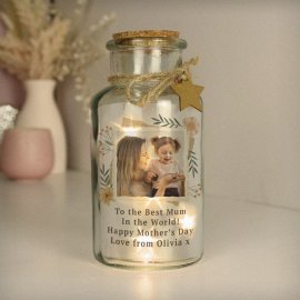(image for) Personalised Wild Flowers Photo Upload LED Light Up Jar