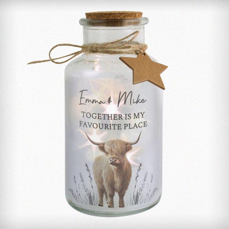 Modal Additional Images for Personalised Highland Cow LED Light Up Jar