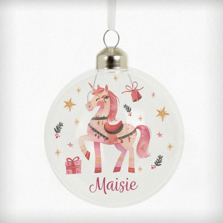 Modal Additional Images for Personalised Unicorn Christmas Glass Bauble