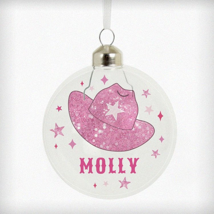 Modal Additional Images for Personalised Cowgirl Hat Christmas Bauble