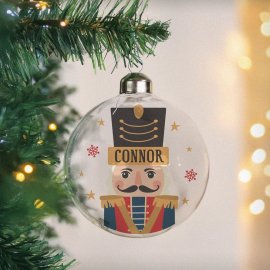 (image for) Personalised Nutcracker Christmas Glass Bauble