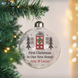 (image for) Personalised Home For Christmas Glass Bauble