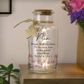 (image for) Personalised Floral LED Light Up Jar