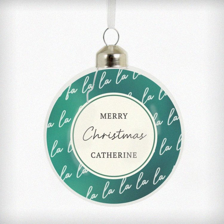 Modal Additional Images for Personalised Fa La La Glass Bauble