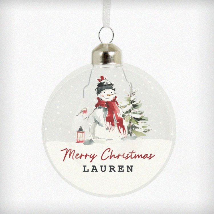 Modal Additional Images for Personalised Traditional Snowman Glass Bauble